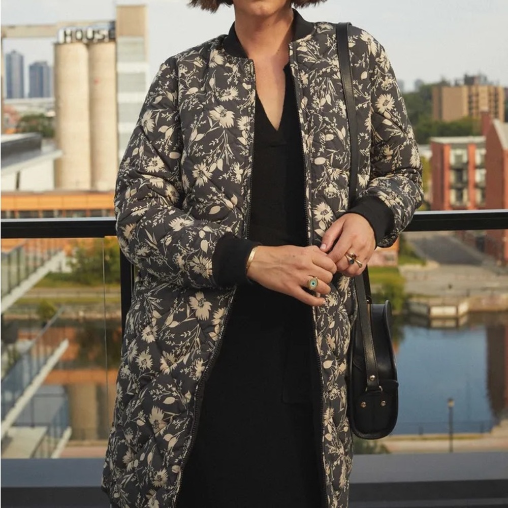 Floral Black and White Women's Jacket